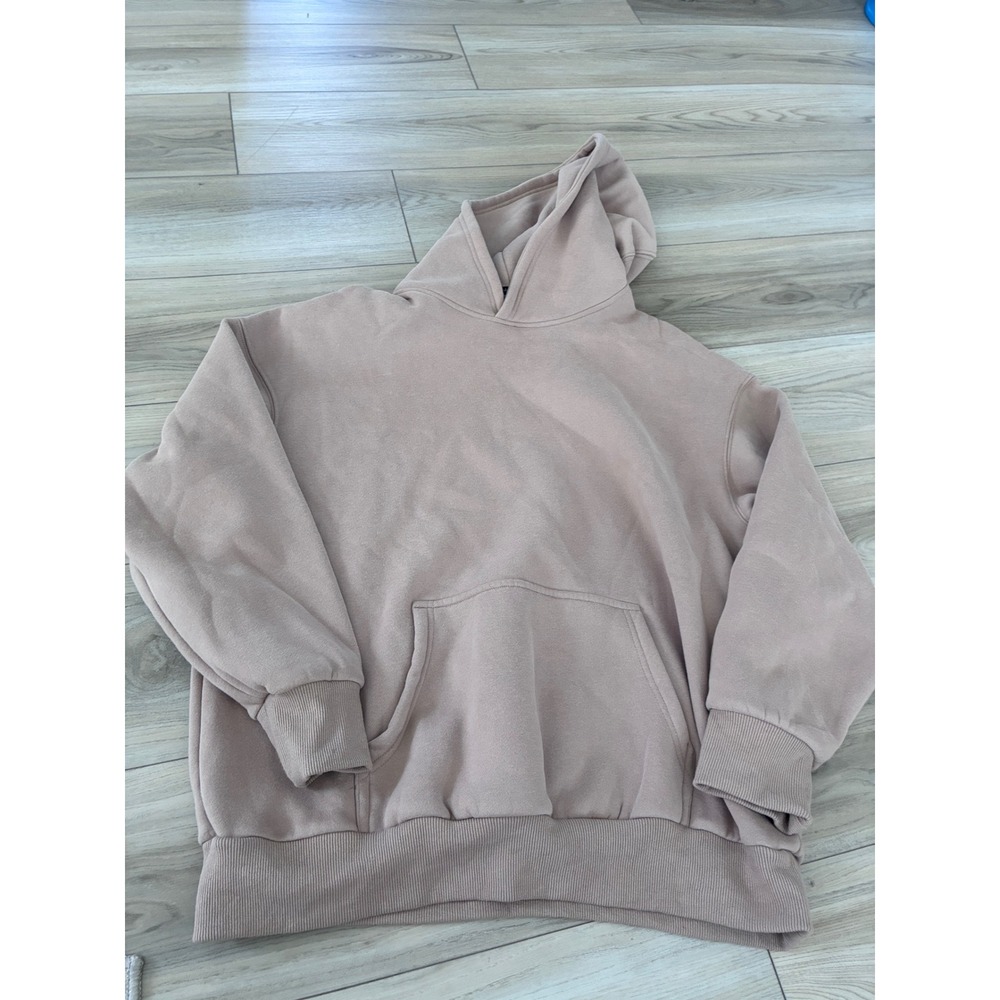 Trendy Queen Womens Oversized Hoodie Khaki Tan Fleece Pullover Sweatshirt Small